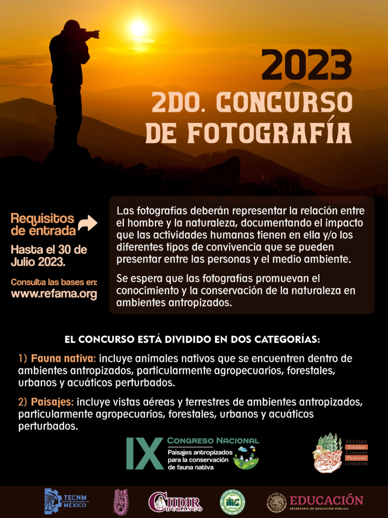 Cartel del segundo concurso de fotografia befana del congreso nacional paisajes antropizados para la conservación de la fauna nativa